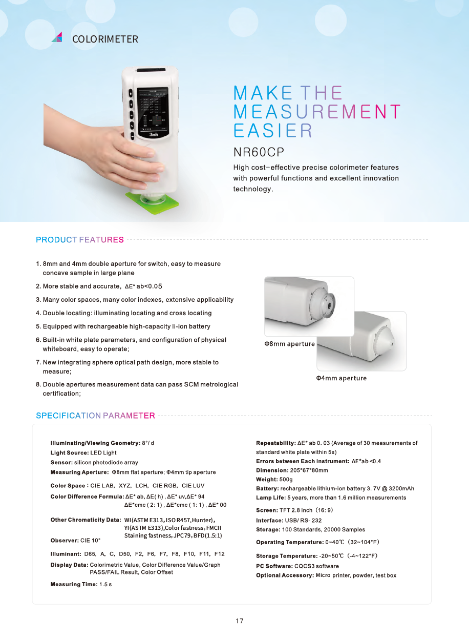 3nh COLORIMETER NR145 NR20XE NR10QC NR200 NR110 NR60CP NR100(图3)